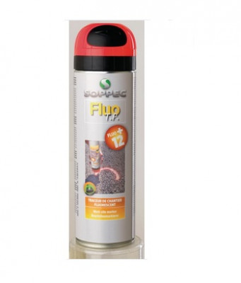 Traceur de chantier fluorescent rouge fluo TP Aérosol 500 ml SOPPEC