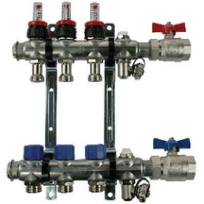 Ensemble répartiteur 3 circuits sans raccord acier ACOME