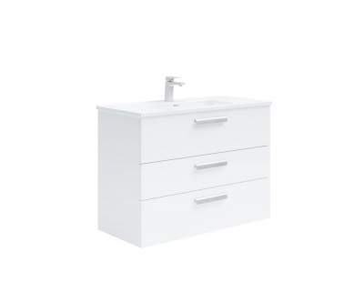 Meuble sous-vasque Domino 3 tiroirs pour vasque centrée gris anthracite laqué 450 x 720 x 980 mm