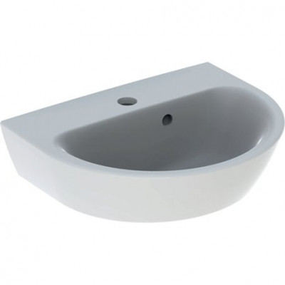 Lave-mains Renova trou de robinetterie au centre trop-plein visible blanc 45 x 36 cm GEBERIT