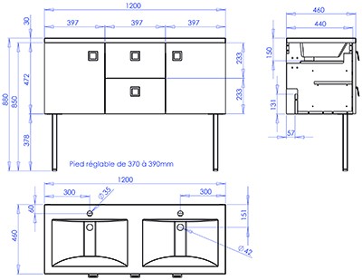 Meuble sous-vasque SEDUCTA Blanc