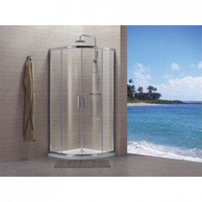 Paroi Concerto quart cercle coulissant 90x90cm profilé argent brillant verre transparent