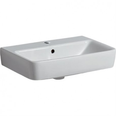 Lavabo Renova Compact trou de robinetterie au centre trop-plein visible blanc 600 x 370 mm GEBERIT