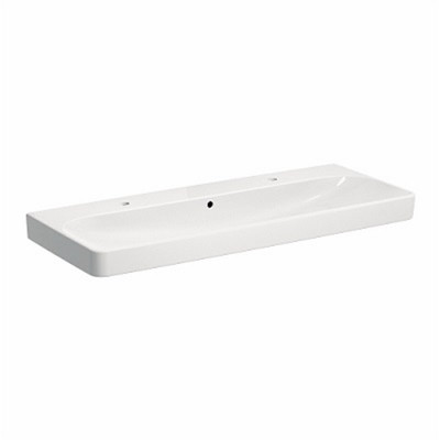 Lavabo Smyle Square trous de robinetterie à gauche et à droite trop-plein visible blanc 120 x 48 cm GEBERIT