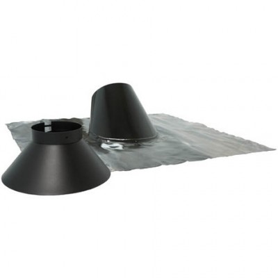 Solin inox laqué noir 30° à 45° + collet 153-200 TEN