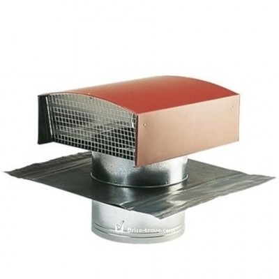 Chapeau de toiture rouge diamètre 125mm CT tuile ATLANTIC CLIM/VENTIL