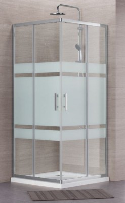 Paroi de douche CONCERTO accès d'angle coulissante 90 argent verre sérigraphié