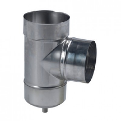 Té de tubage piquage mâle + purge inox 200mm. TEN