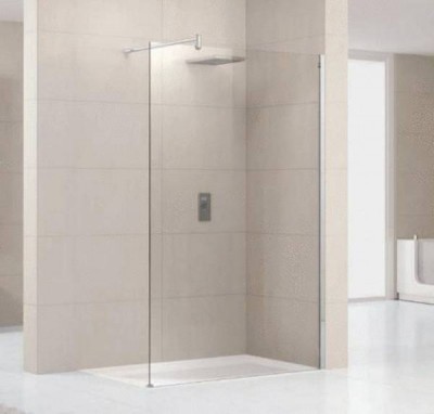 Paroi de douche LUNES H fixe 100 sérigraphie quadra chromé NOVELLINI