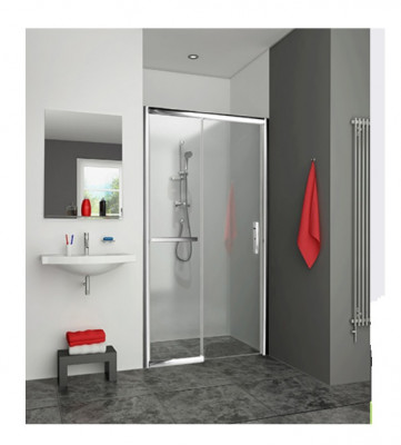 Porte coulissante Equi D2R argent poli verre transparent EID2 11020VPE 2 m x 110 cm ROTHALUX