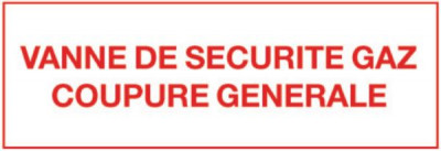 Etiquette vanne de sécurité gaz coupure générale 200 x 100 mm SELF CLIMAT