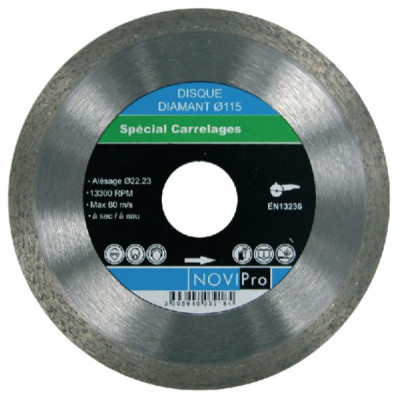Disque diamant jante continue lisse carrelage 115 x 22,2 mm NOVIPRO