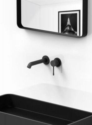 Mitigeur lavabo mural Design noir encastré avec corps d'encastrement