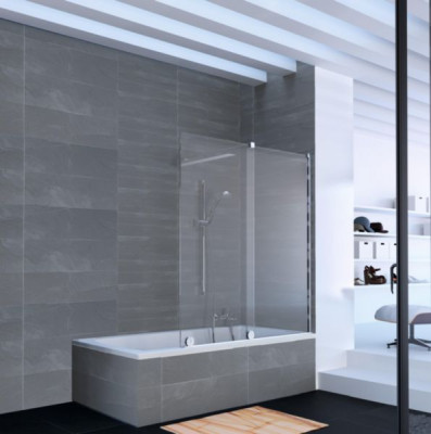 Pare baignoire Pureday verre timeless profilé chromé 140 cm