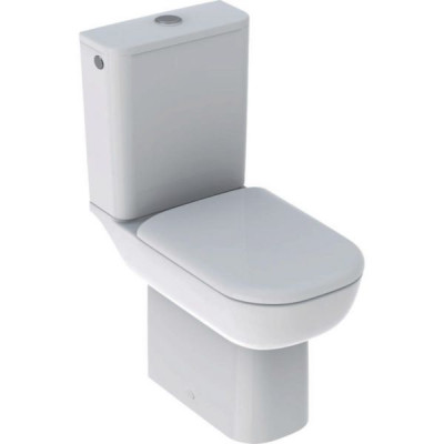 Wc au sol à fond creux Smyle Rimfree avec réservoir attenant avec abattant Wc blanc 63,5 cm GEBERIT