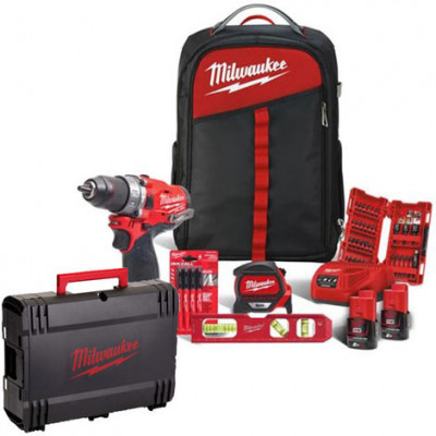 Lot sac à dos avec consommables et perceuse visseuse MILWAUKEE