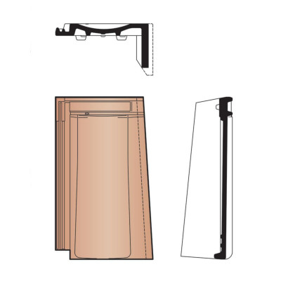 Tuile de rive à rabat droit JPV 2 7090 nuagé 440 x 263 mm KORAMIC