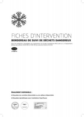 Carnet fiches d'intervention F-GAZ / Cerfa N 15497*01 (50 exemplaires) ALL COM 