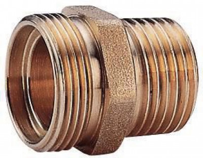 Raccord à visser mâle-mâle pas du gaz cuivre 18  diamètre 15 x 21 GIACOMINI