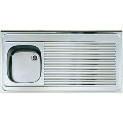 Evier à poser inox 18/10 toilé 1 cuve 1 égouttoir sans vidage longueur 120 cm MODERNA 