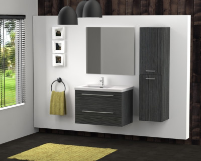 Meuble simple vasque 77 Jupiter 2.0 Gris Structuré SANS miroir**