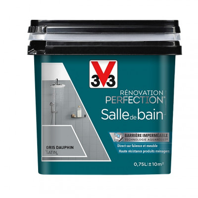 Peinture de rénovation salle de bains satin gris dauphin 0,75 l V33