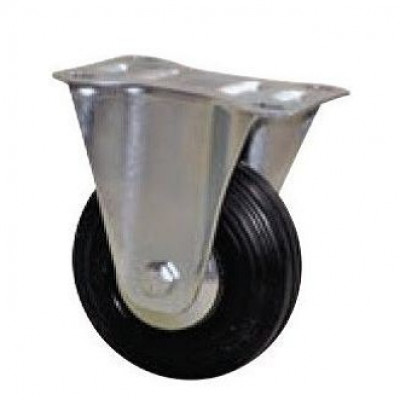 Roulette caoutchouc noir fixe 160 mm NORAIL