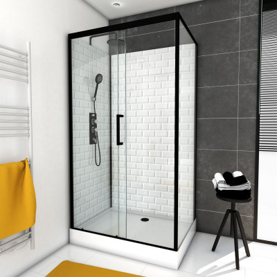 Cabine de douche rectangle 80x110x230cm à motif carreaux de métro - UNDERGROUND RECTANGLE 110
