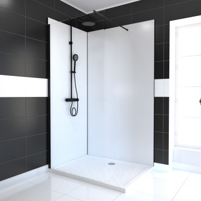 LOT PANNEAUX MURAUX BLANC en aluminium avec profile d'angle et de finition NOIR MAT - 90x120cm