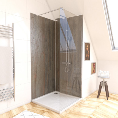 PACK PANNEAUX MURAUX effet PIERRE naturelle en composite avec profile d'angle et de finition chrome