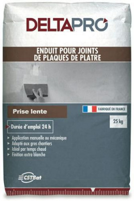 Enduit pour joints de plaque de plâtre prise lente sac de 25 Kg DELTAPRO