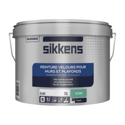 Peinture velours pour murs et plafonds intérieurs blanc pot de 10 l SIKKENS