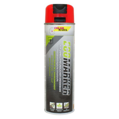 Marqueur courte durée à la craie Ecomarker rouge fluo spray de 500 ml COLORMARK
