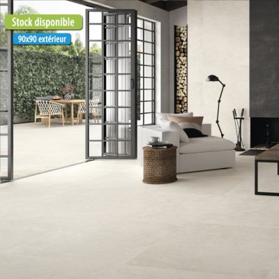 Carrelage extérieur antidérapant effet béton 90x90 Ground Bone Grip, Peronda