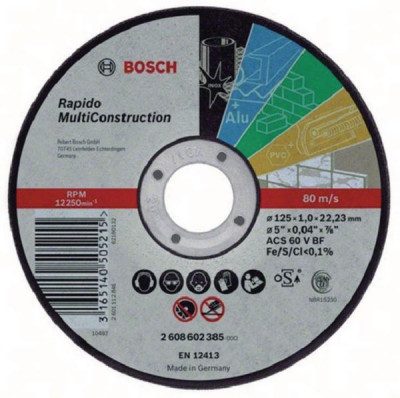 Disque à tronçonner à moyeu plat Rapido Multi Construction ACS 46 V BF 1,6 x 125 mm BOSCH