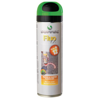 Traceur de chantier fluorescent Fluo TP vert aérosol 500 ml SOPPEC