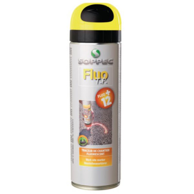 Traceur de chantier fluorescent FLUO TP jaune Aérosol 500 ml SOPPEC