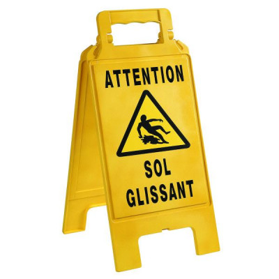 Chevalet de signalisation jaune attention sol glissant NOVAP