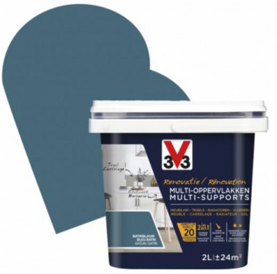 Peinture de rénovation multi-support bleu bal satiné 2.00 l V33