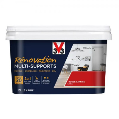 Peinture de rénovation multi-supports finition satiné rouge caprice 2l V33