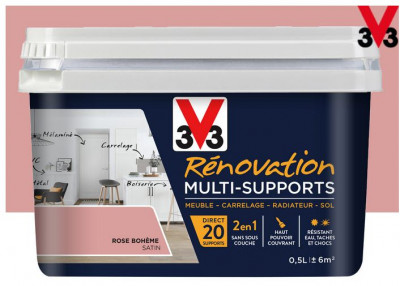 Peinture de rénovation multi-supports satiné rose bohème 500ml V33
