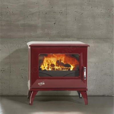 Poêle à bois traditionnel cube émaillé prune GODIN GUISE