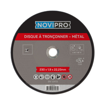 Disque à tronçonner métaux pour meuleuse diamètre 230 mm NOVIPRO
