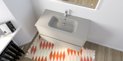 Plan de toilette All Day vasque centrée céramique taupe mat 105 cm