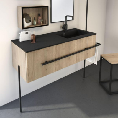 Pieds pour meuble sous-vasque noir mat hauteur 53 cm