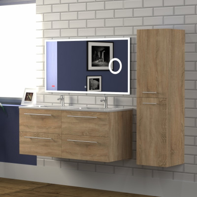 Meuble NEPTUNE Bois Clair 120 cm avec miroir LITE