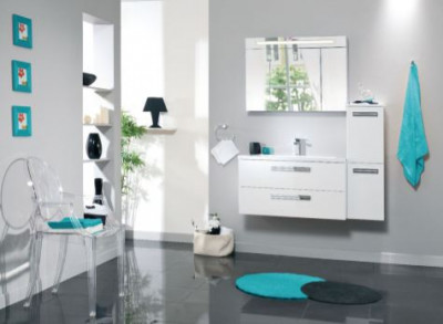 Meuble sous-vasque Seducta 2 tiroirs blanc brillant 90 cm