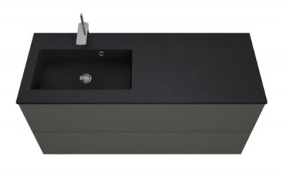 Plan synthèse simple vasque gauche effet pierre noir mat All The Way 120 cm 