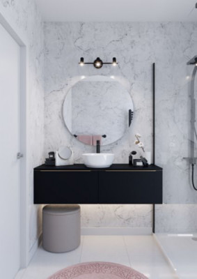 Miroir rond Plenitude côté coloris noir mat diamètre 90 cm 