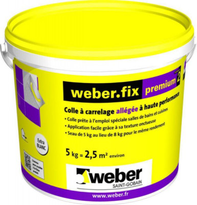 Colle allégée Weberfix Premium² pour mur intérieur de salle de bains seau de 5 Kg WEBER